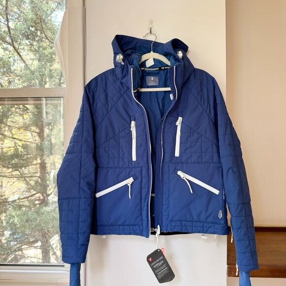 NWT Free People All Prepped Ski Jacket FP Movement Puffer Coat True Blue Small - Picture 5 of 13
